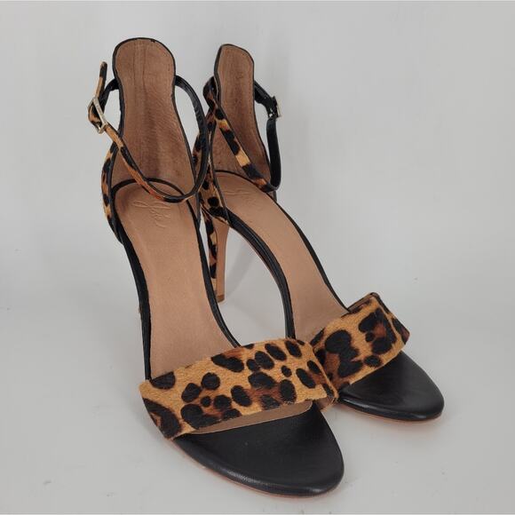 Joie Leopard Print Jaclyn Ankle Strap Heels 10 - Picture 1 of 13